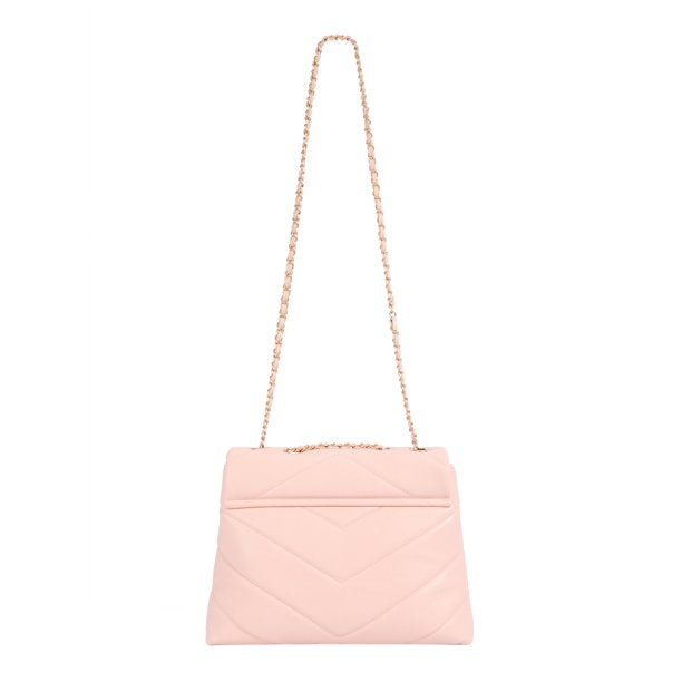 Women's Chevron Quilted Shoulder Bag Blush, Pink