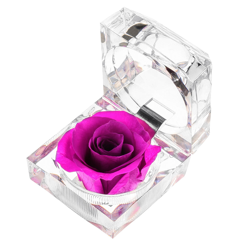 Preserved Forever Rose Acrylic Ring Box Gift for Women