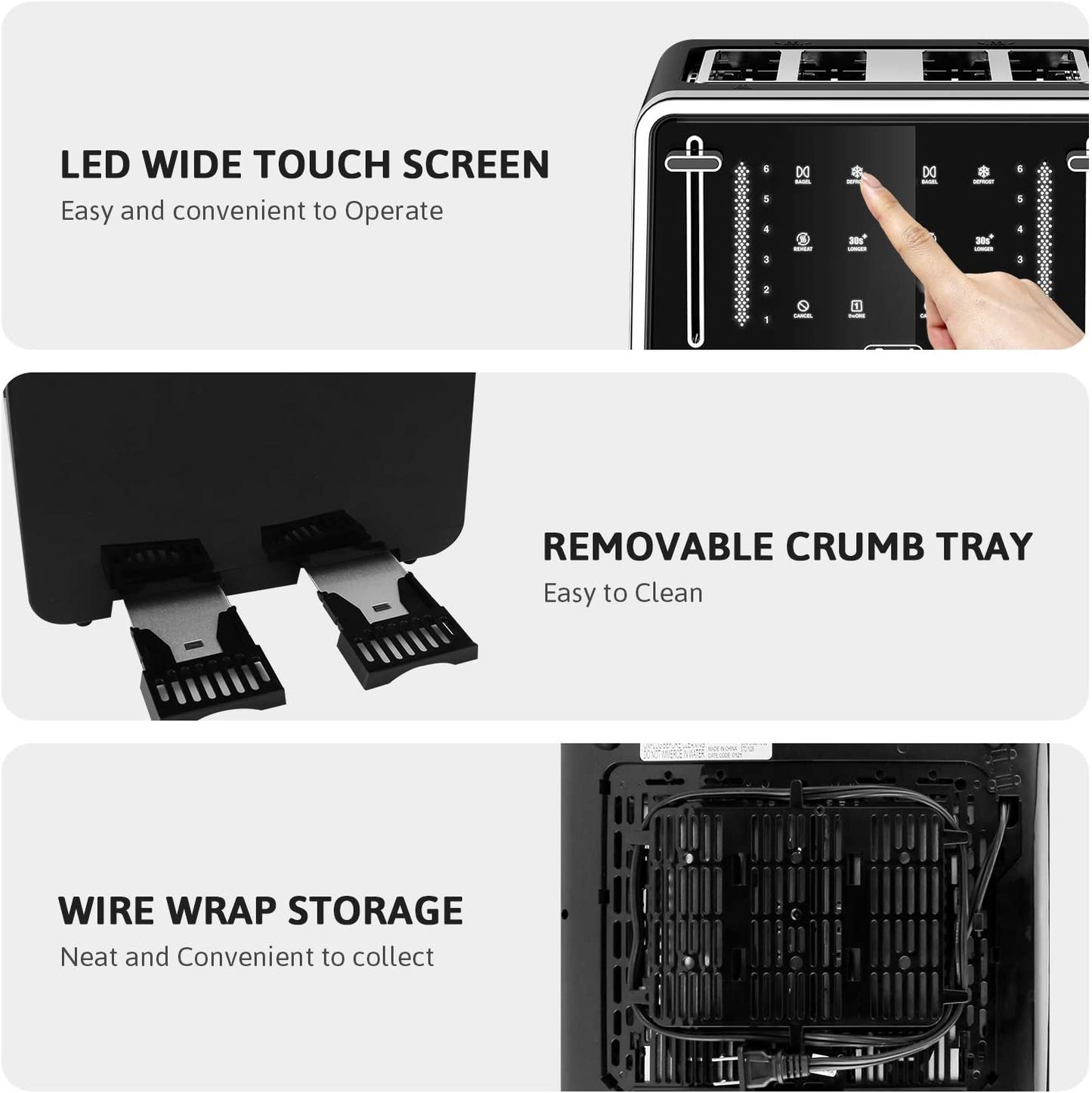 4 Slice Toaster LED Digital Touchscreen Extra-Wide Slots