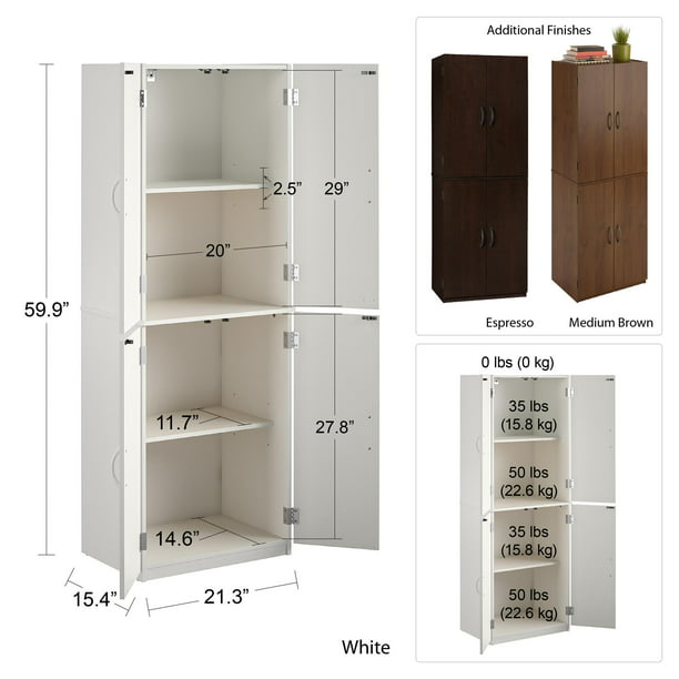 4-Door 5' Storage Cabinet, Dove Gray