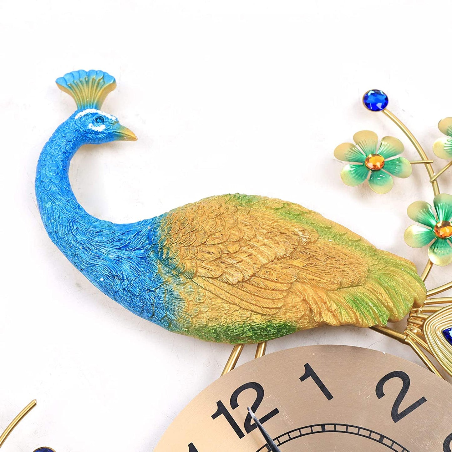 Pea-Cock Wall Clocks Luxury 3D Crystal Quartz Home Decoration