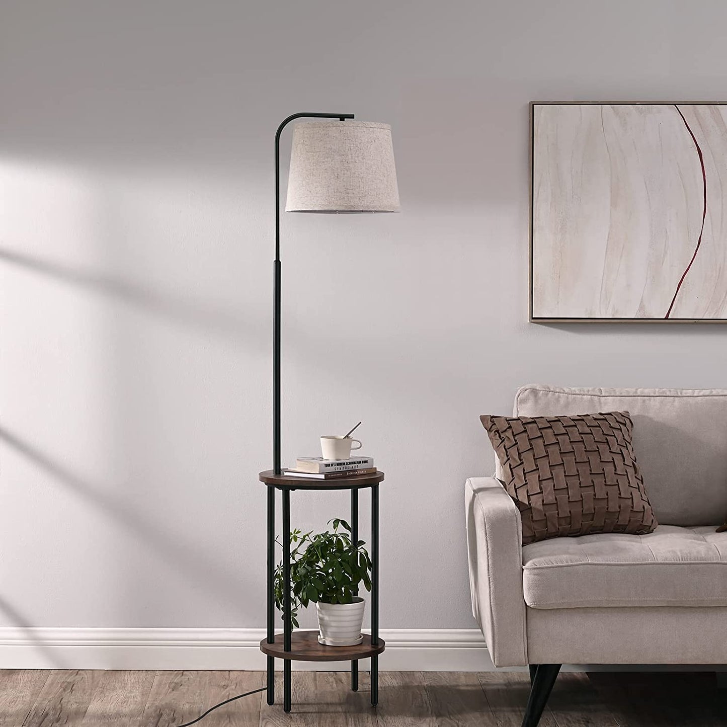 62" Farmhouse Floor Lamp w/ End Table
