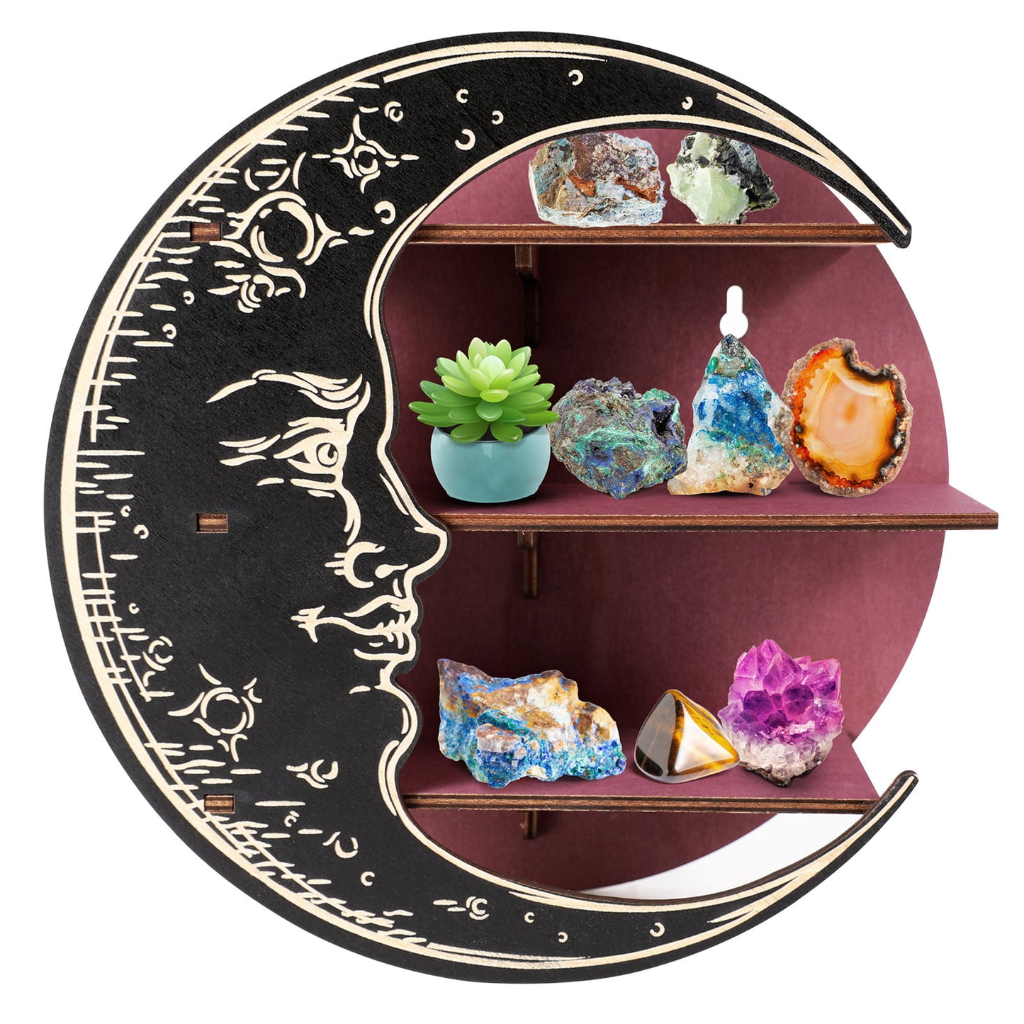 Rustic Wooden Crescent Moon Shelf