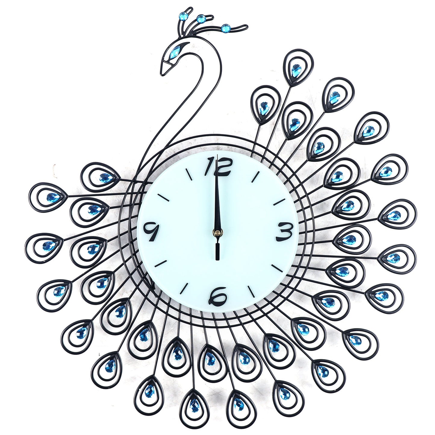 Pea-Cock Wall Clocks Luxury 3D Crystal Quartz Home Decoration