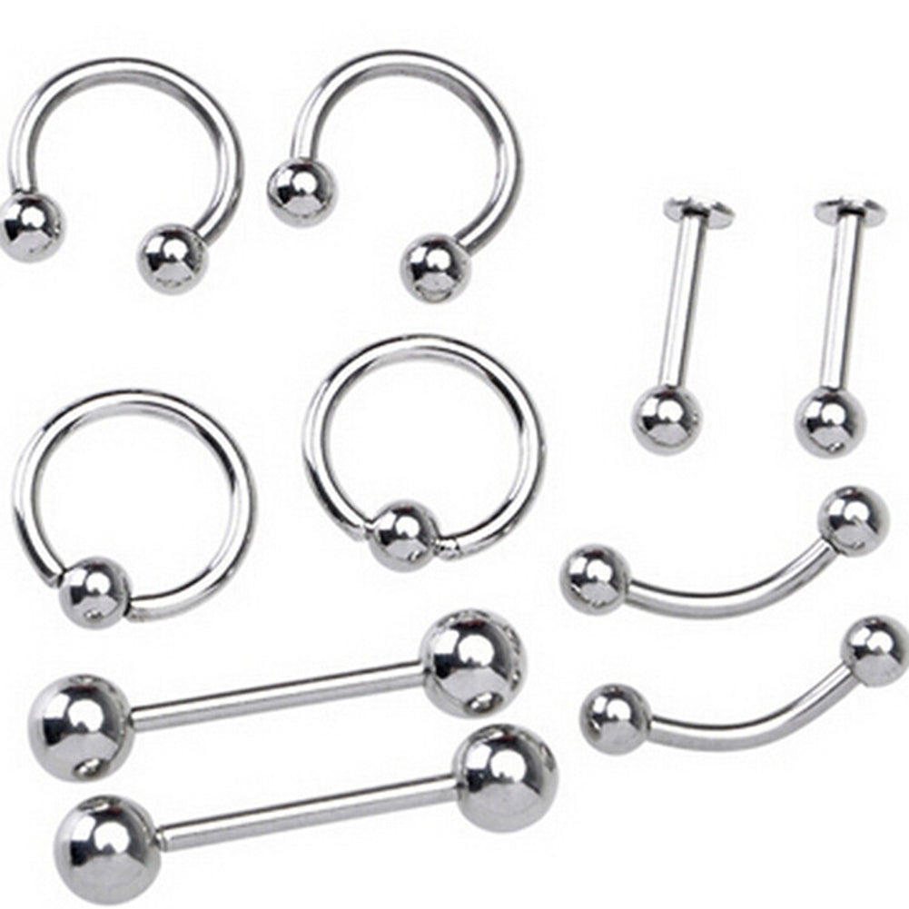 Stainless Steel Mixed Body Piercing Jewelry Tongue Lip Eyebrow Nose Belly Ring 85pcs/set