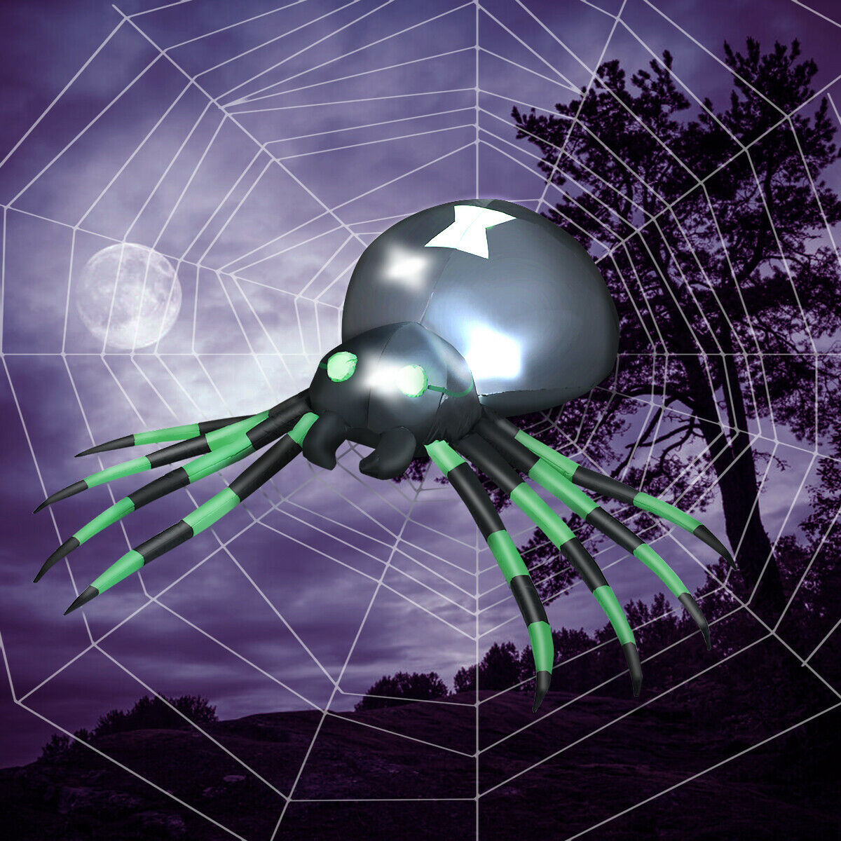 6FT Halloween Inflatable Blow-Up Spider w/ LED Lights