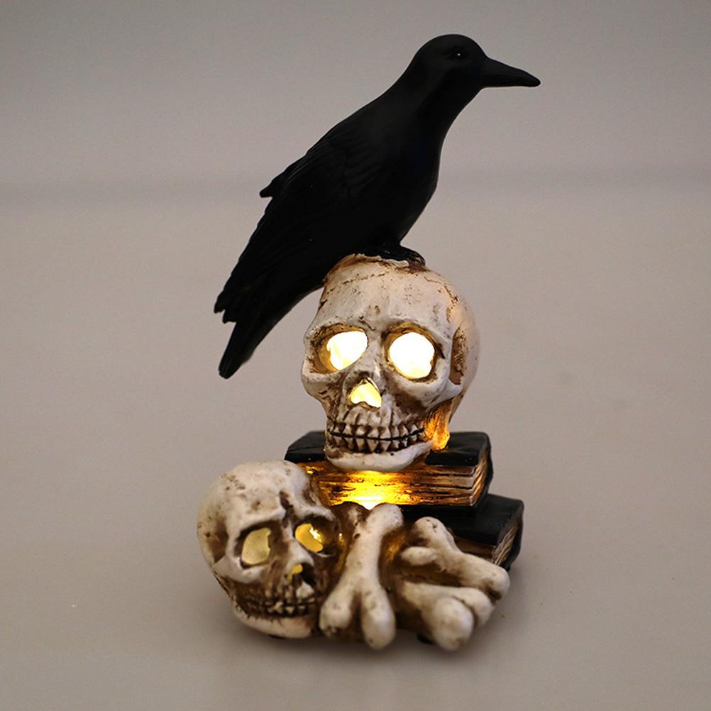 Halloween Decorations Lamp Skeleton Head Crow