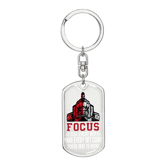 Foucs Dog Tag with Swivel Keychain