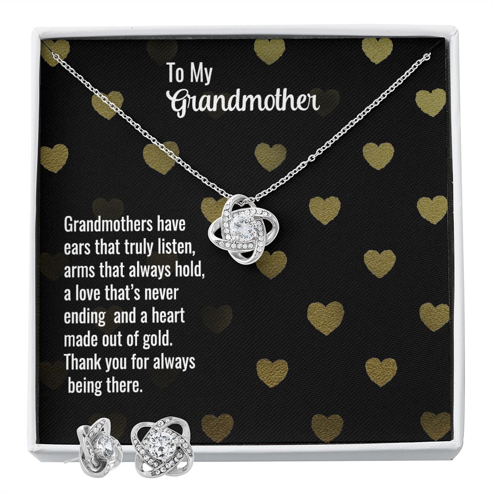 grandmother Love Knot Earring & Necklace Set