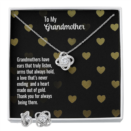 grandmother Love Knot Earring & Necklace Set