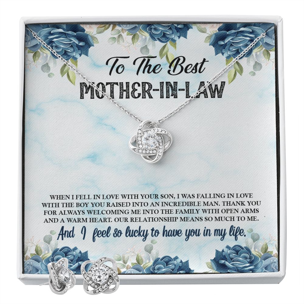 To The Best Mother in Law Love Knot Earring & Necklace Set