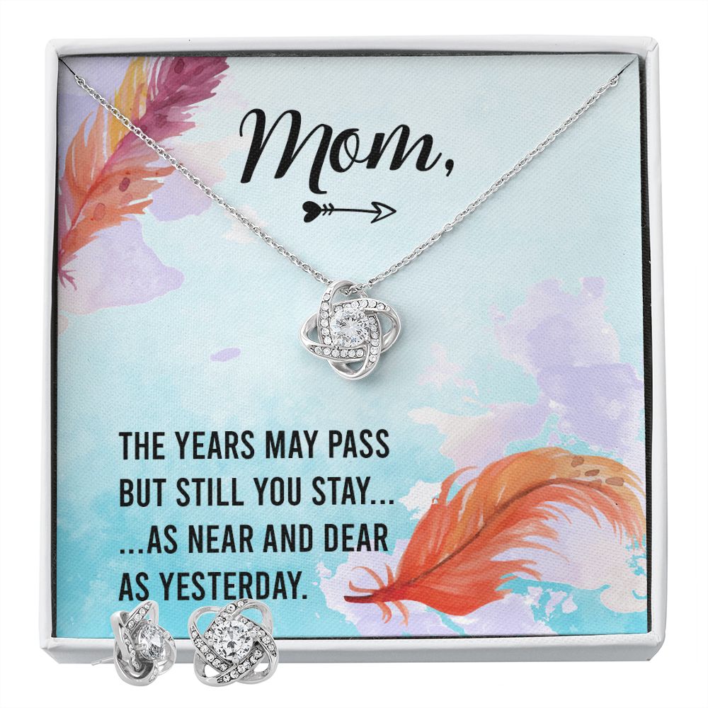 The years may pass Love Knot Earring & Necklace Set