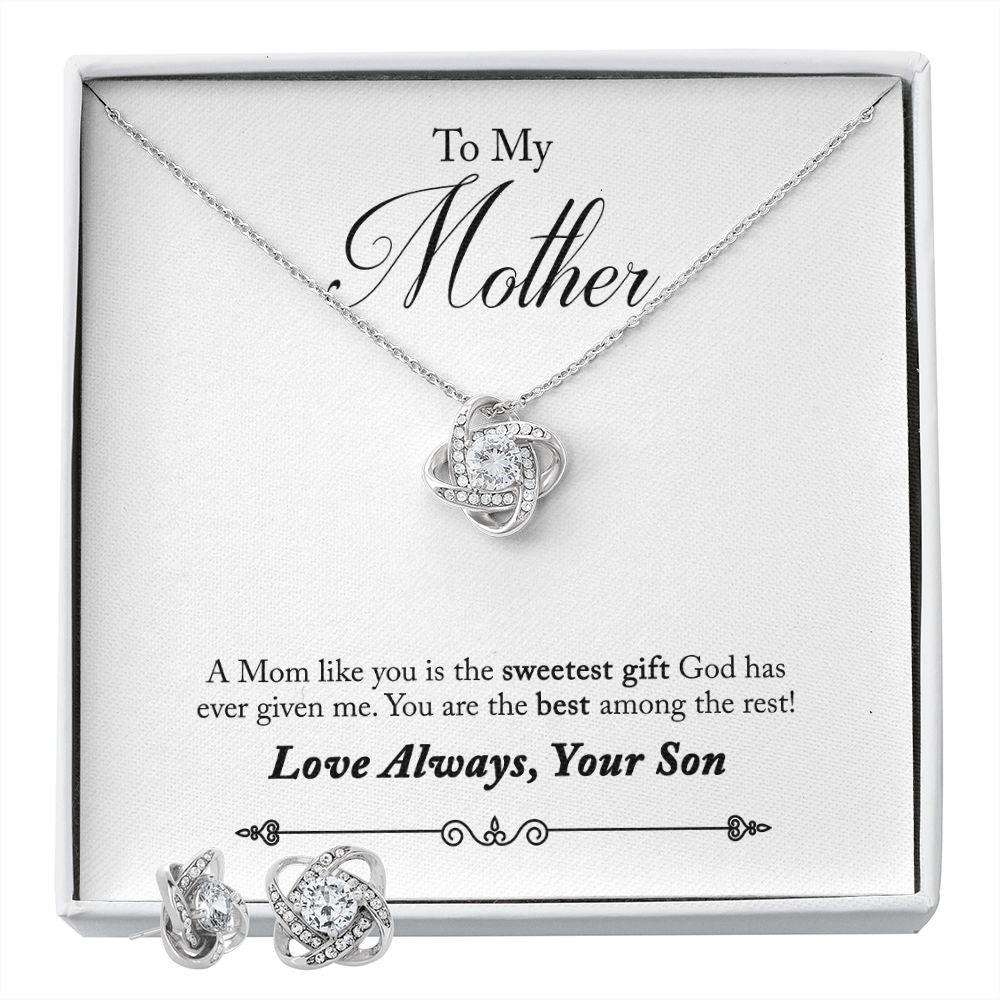 50-To Mother from Son Love Knot Earring & Necklace Set