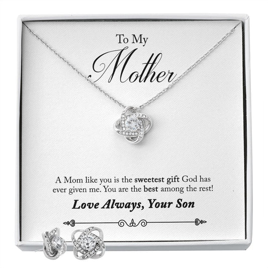 50-To Mother from Son Love Knot Earring & Necklace Set