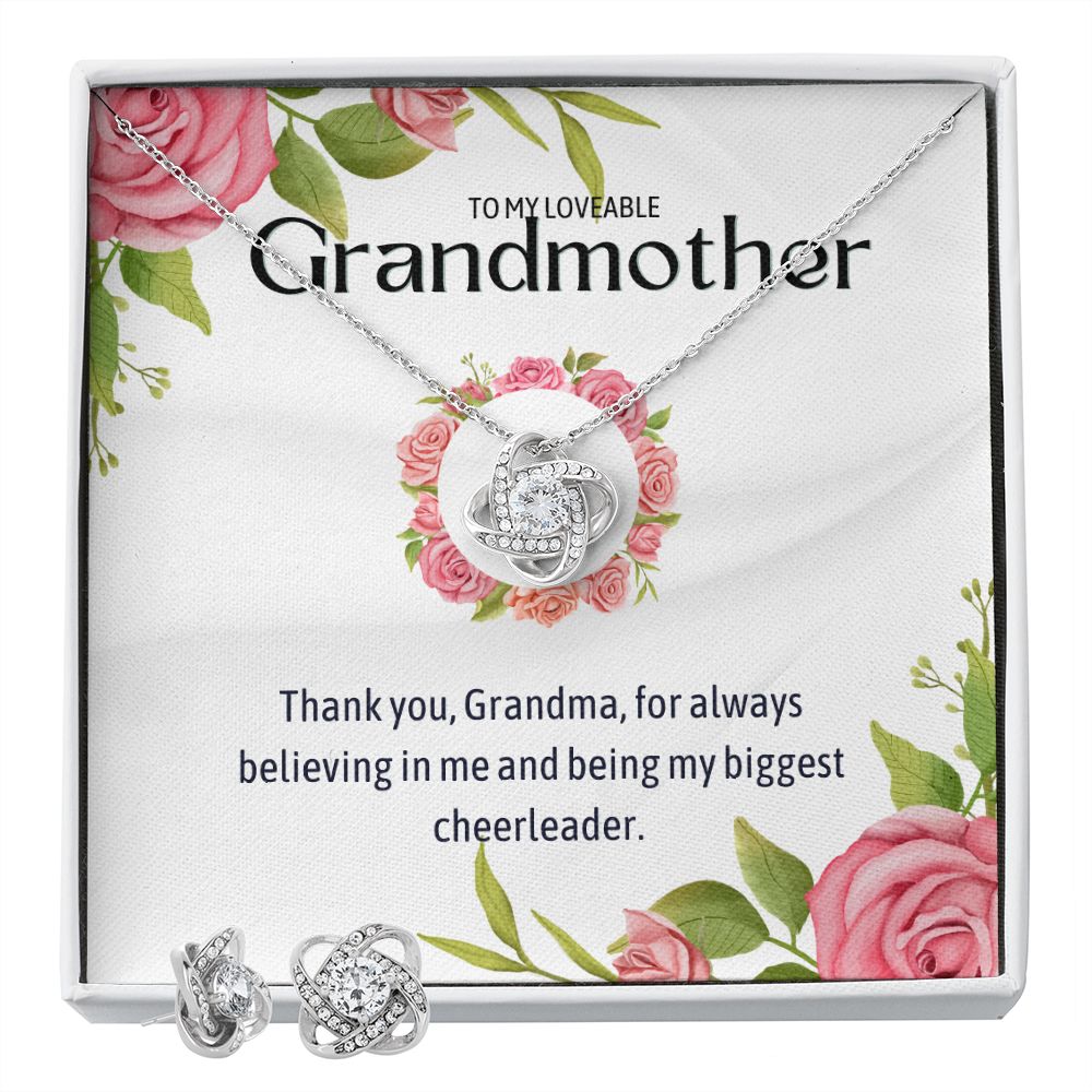 To My Lovable Grandmother Love Knot Earring & Necklace Set