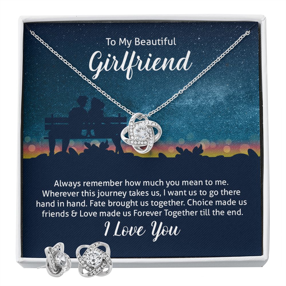 To my beautiful wife - always remember how much you mean to me Love Knot Earring & Necklace Set