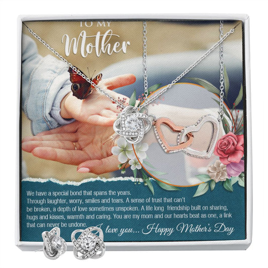 Mothers Day 2 Love Knot Earring & Necklace Set