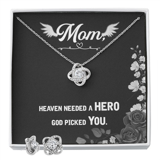 Heaven needed a hero Love Knot Earring & Necklace Set