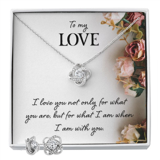 To my love-I love you not only Love Knot Earring & Necklace Set