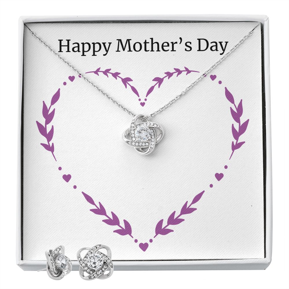 mothersdayitem-04 Love Knot Earring & Necklace Set