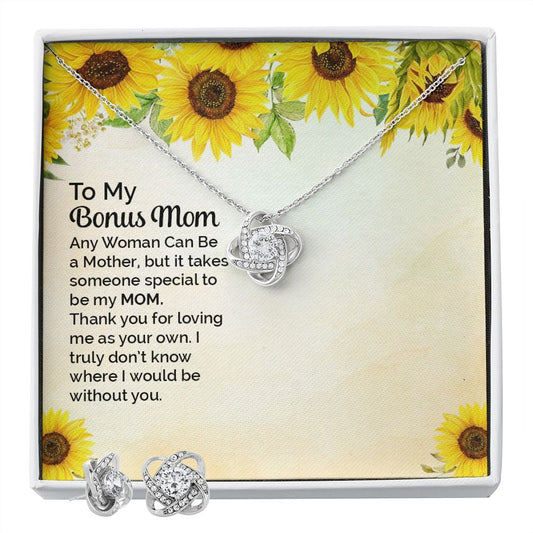 bonus mom Love Knot Earring & Necklace Set
