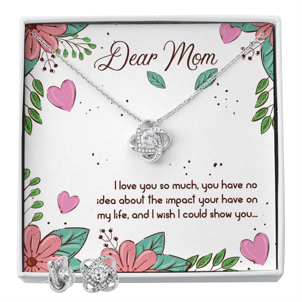 Dear Mom I love you so much Love Knot Earring & Necklace Set