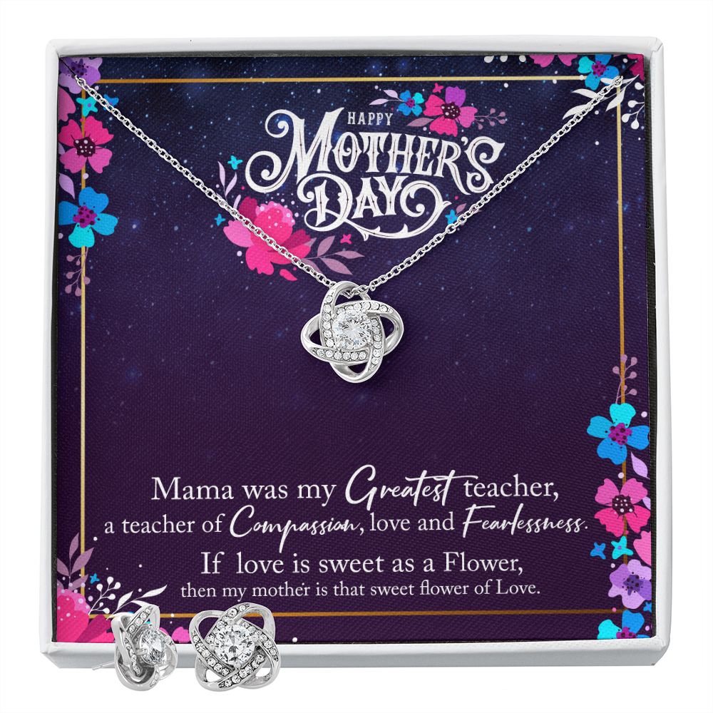 Happy Mothers Day, Mama was my Greatest Love Knot Earring & Necklace Set