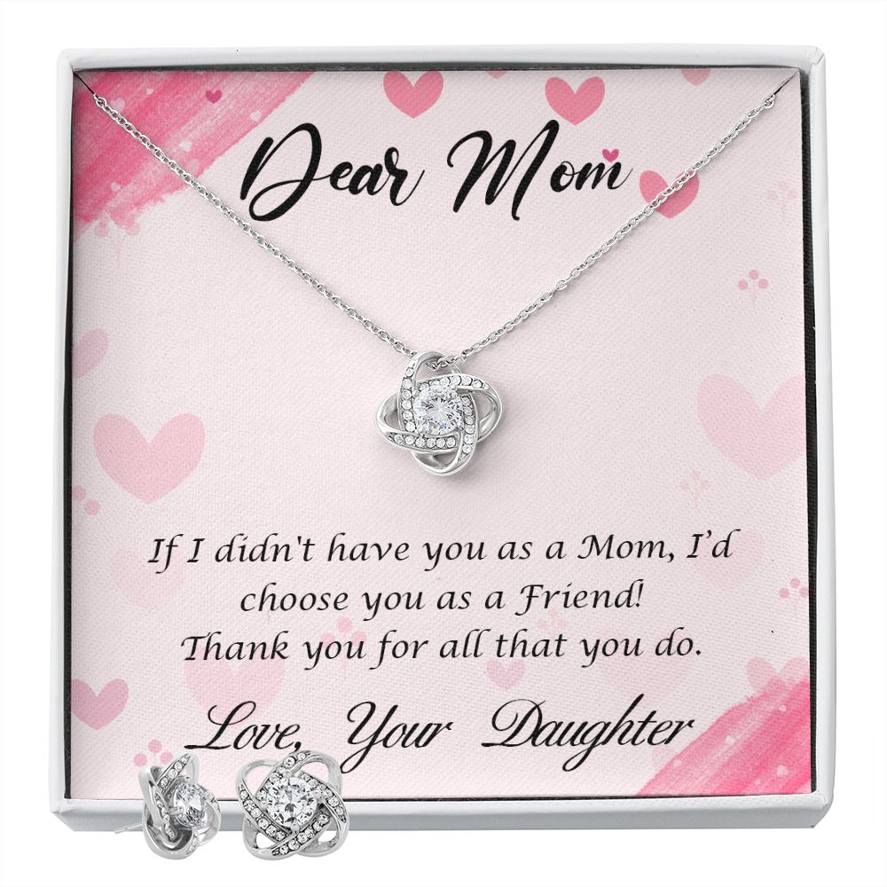 Dear Mom-Happy Mother’s Day! Love Knot Earring & Necklace Set