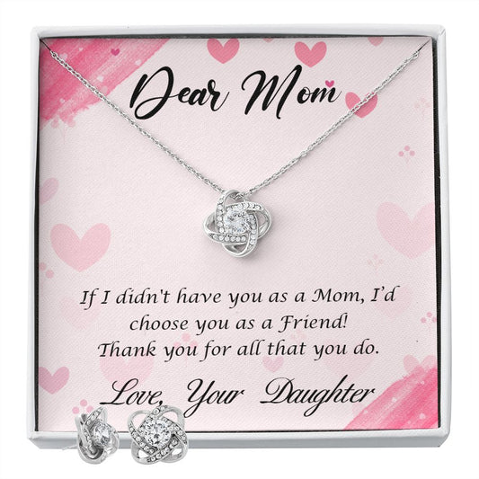 Dear Mom-Happy Mother’s Day! Love Knot Earring & Necklace Set