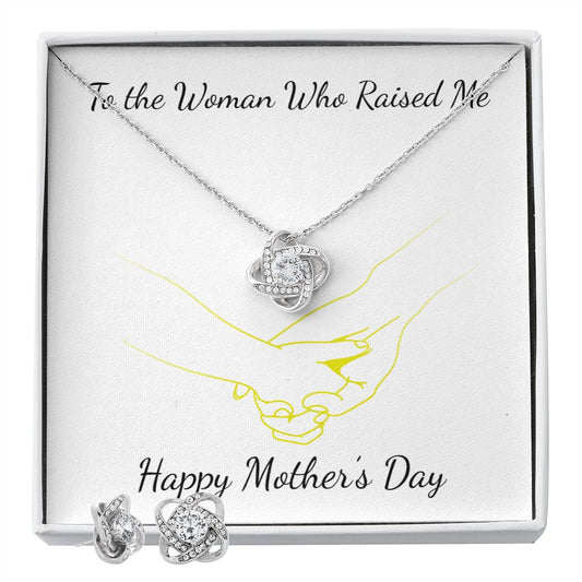 Mothers Day Inserts-02 Love Knot Earring & Necklace Set