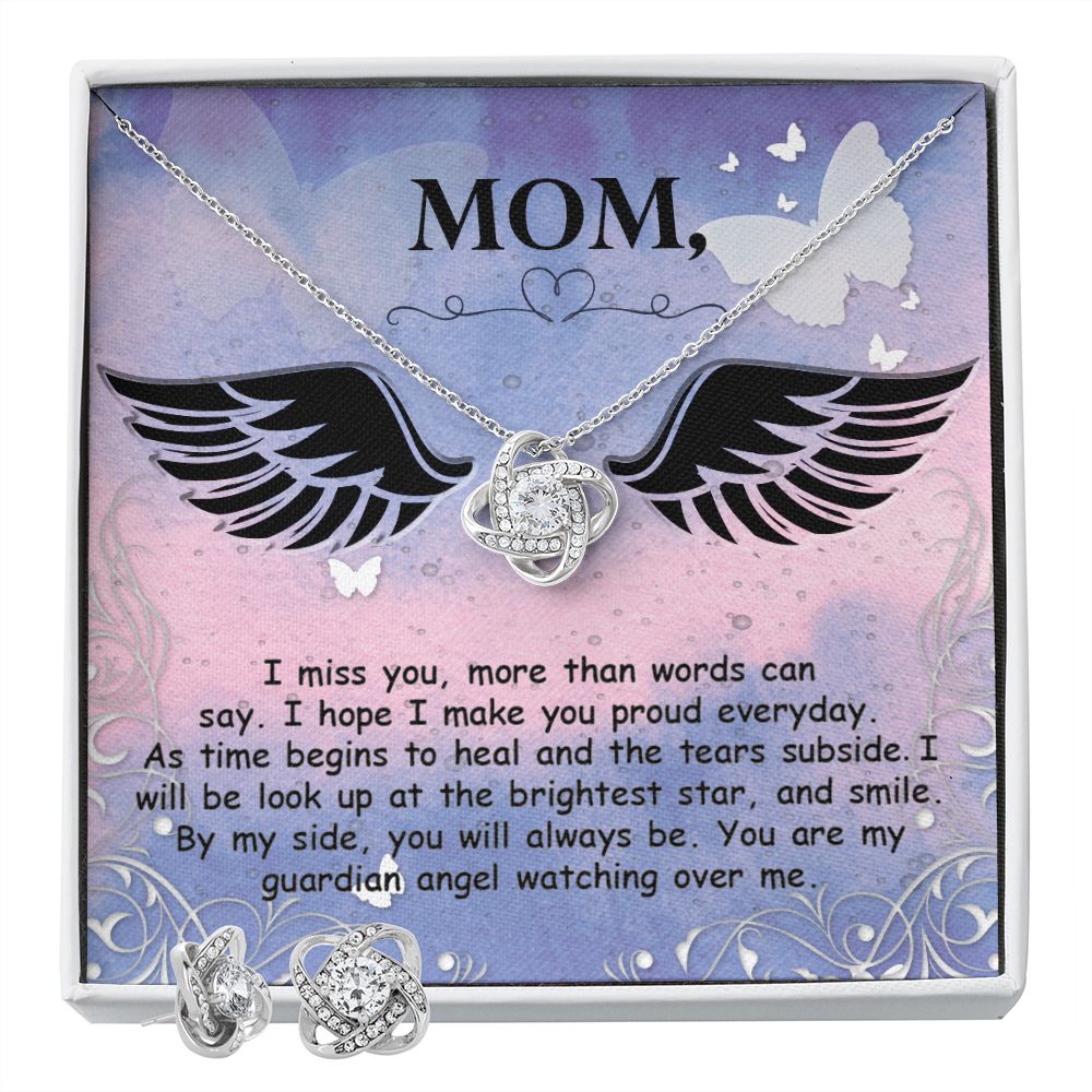 I miss you more than Love Knot Earring & Necklace Set