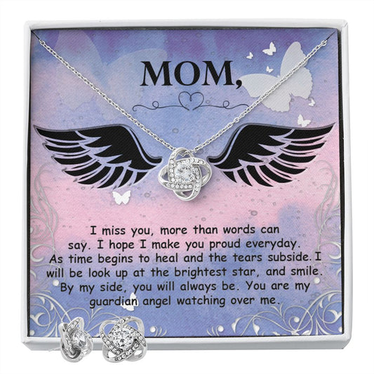 I miss you more than Love Knot Earring & Necklace Set