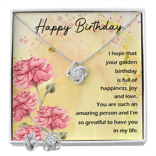 Birthday woman Love Knot Earring & Necklace Set