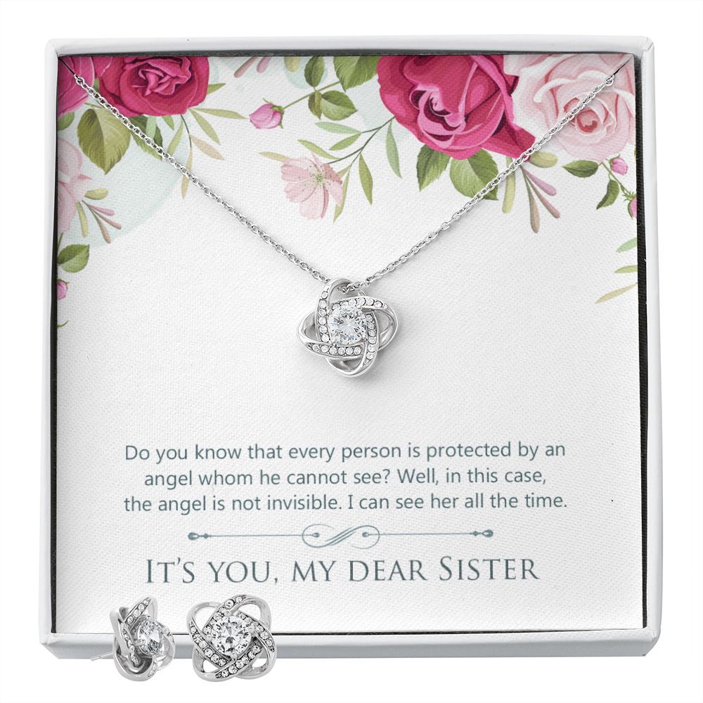 Sister 2 Love Knot Earring & Necklace Set