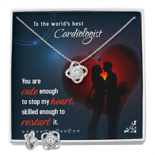 To The world's Best Cardiologist Love Knot Earring & Necklace Set