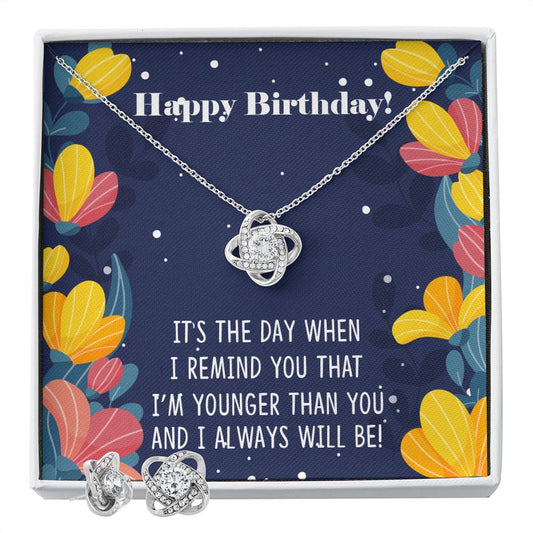 Siblings Birthday-01 Love Knot Earring & Necklace Set