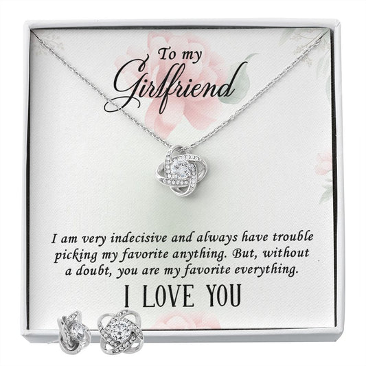 To my girlfriend-I AM VERY INDECISIVE Love Knot Earring & Necklace Set