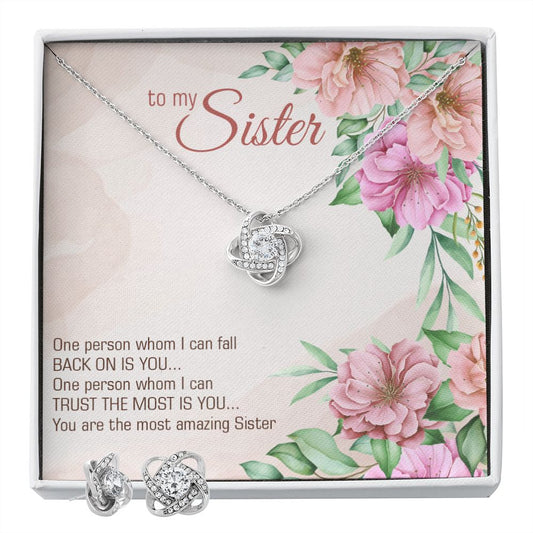 Sister Love Knot Earring & Necklace Set