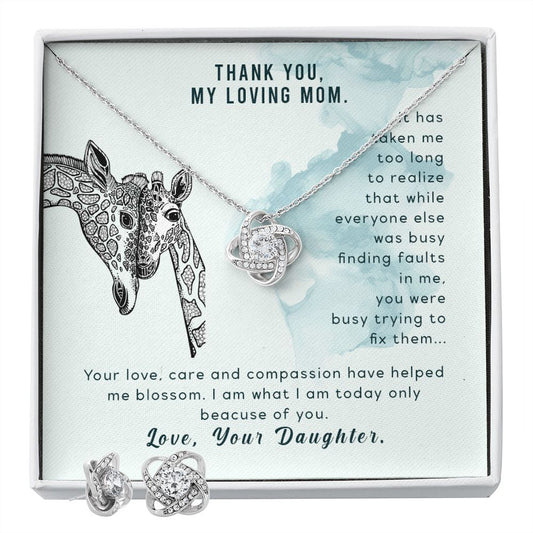 To my mom-It has taken me Love Knot Earring & Necklace Set