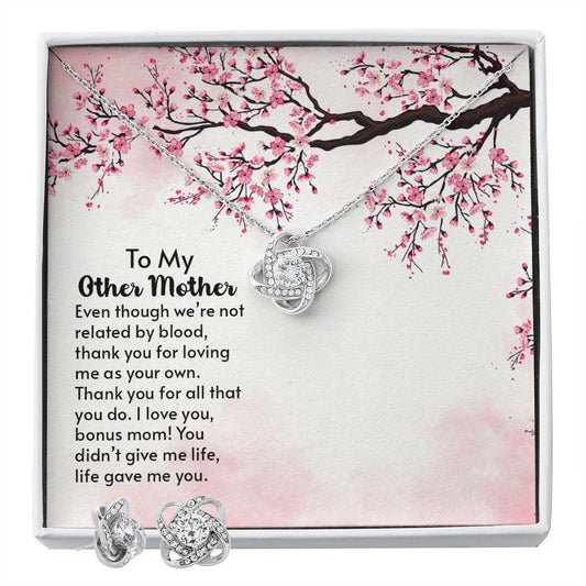 To My Other Mother Love Knot Earring & Necklace Set