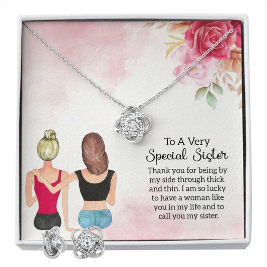 special sister Love Knot Earring & Necklace Set
