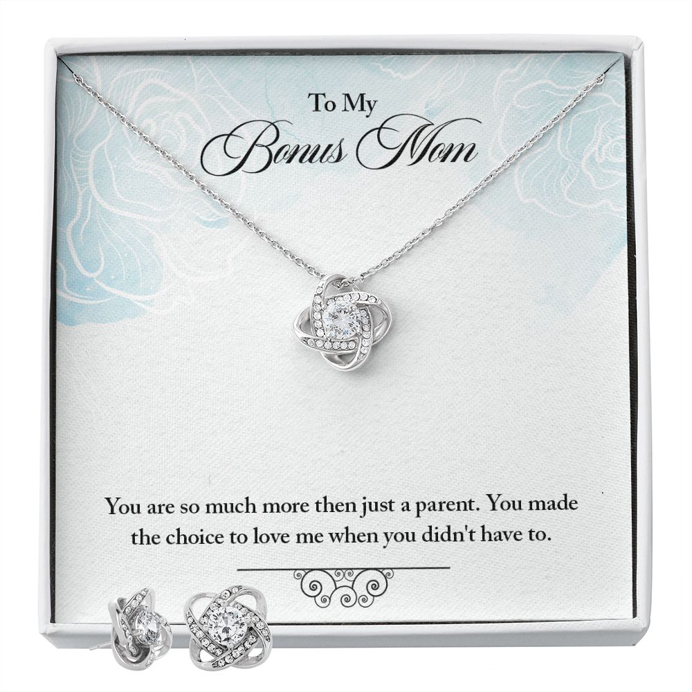 To Bonus Mom-More than a parent Love Knot Earring & Necklace Set