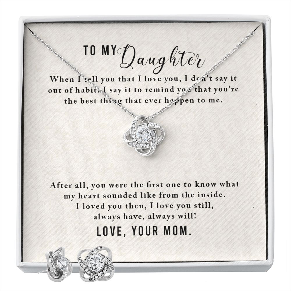To My Daughter-From Mom Love Knot Earring & Necklace Set