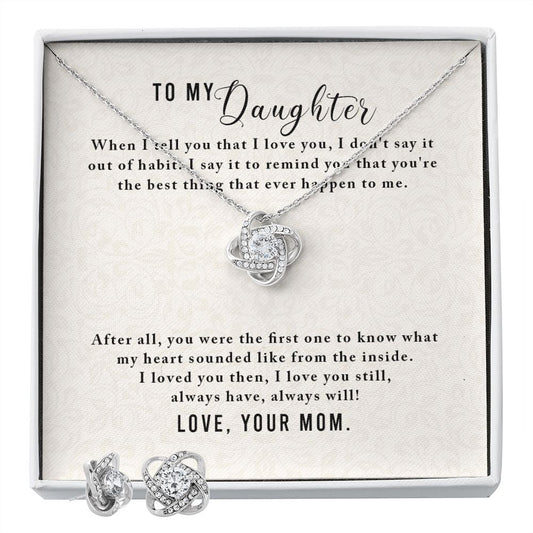 To My Daughter-From Mom Love Knot Earring & Necklace Set