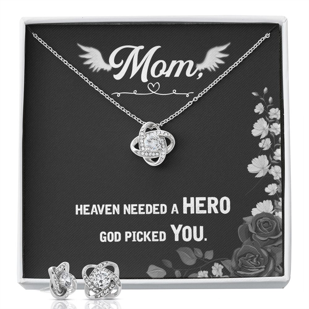 Heaven needed a hero Love Knot Earring & Necklace Set