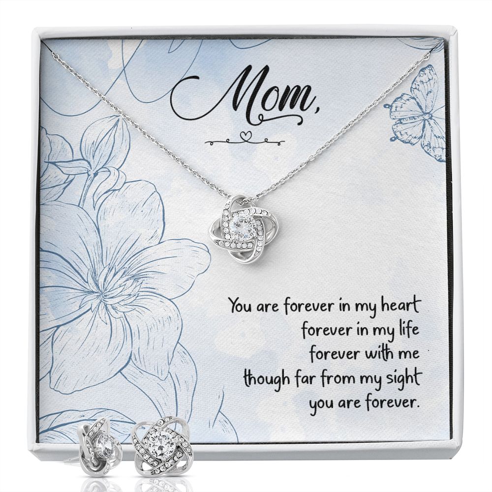 You are forever in my heart Love Knot Earring & Necklace Set