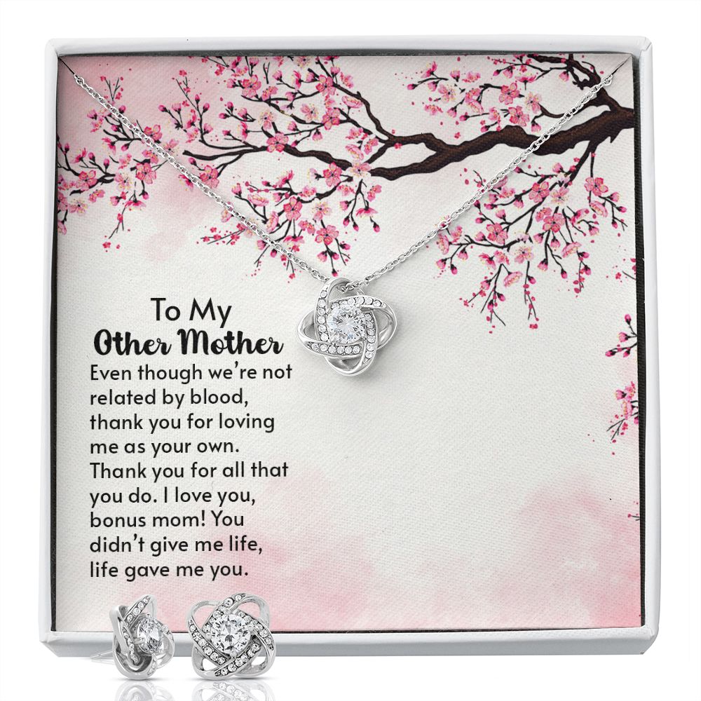 To My Other Mother Love Knot Earring & Necklace Set