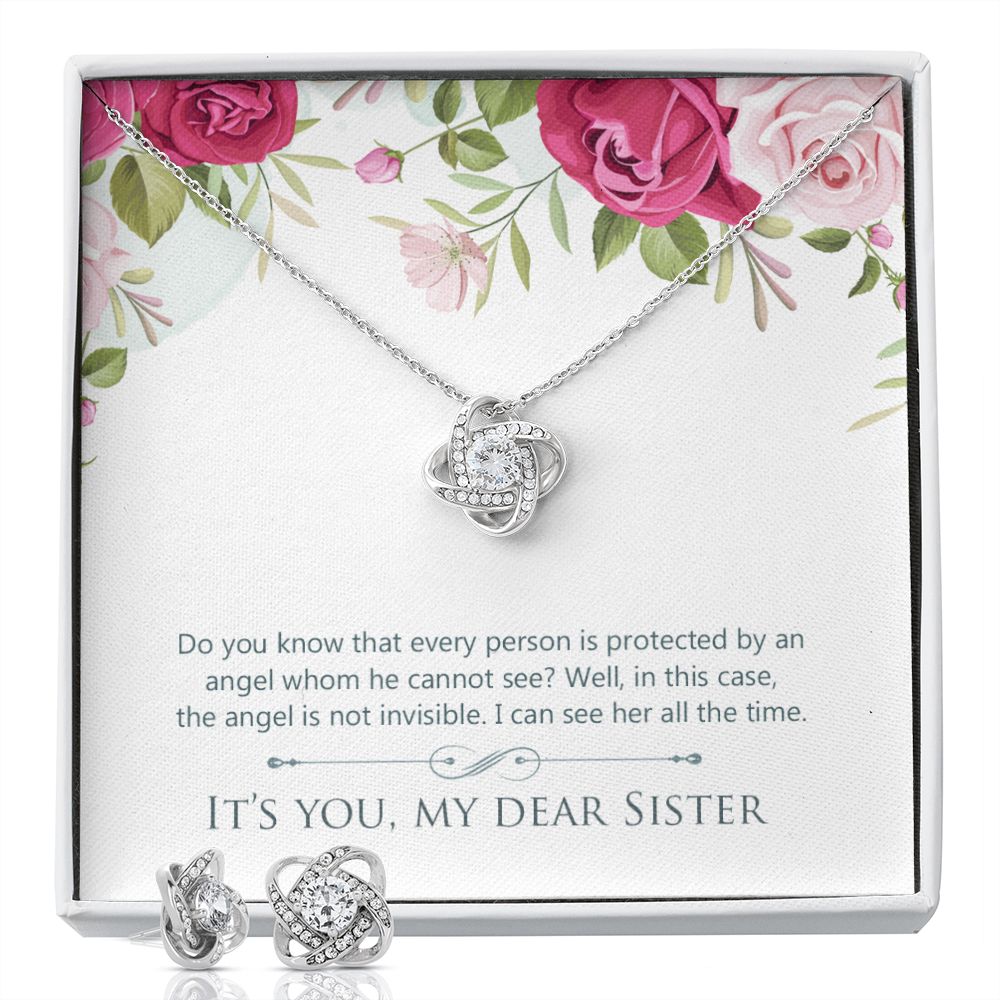 Sister 2 Love Knot Earring & Necklace Set