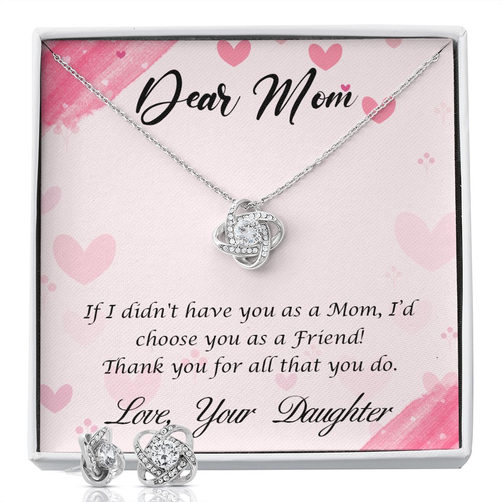 Dear Mom-Happy Mother’s Day! Love Knot Earring & Necklace Set