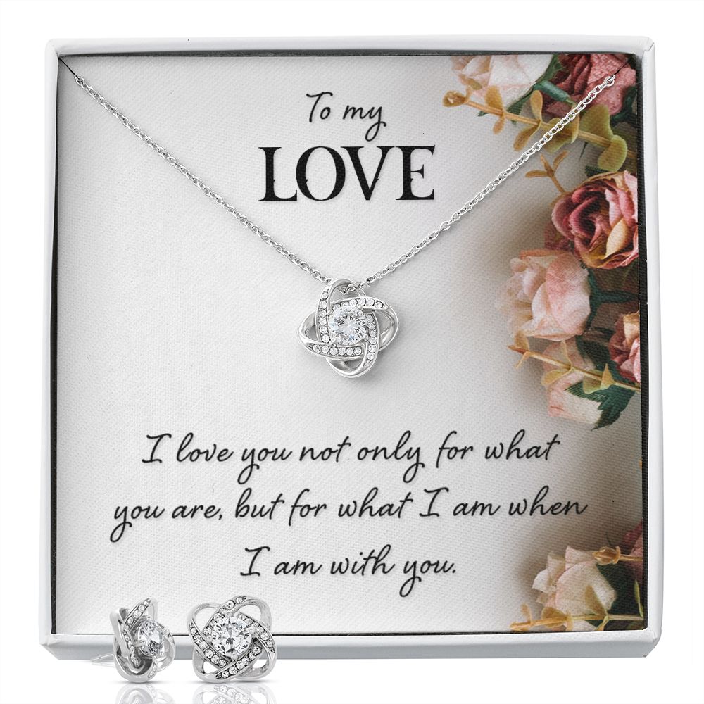 To my love-I love you not only Love Knot Earring & Necklace Set